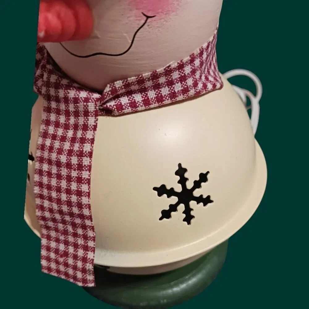 Snowman decorative table  lamp with red plaid scarf & black hat